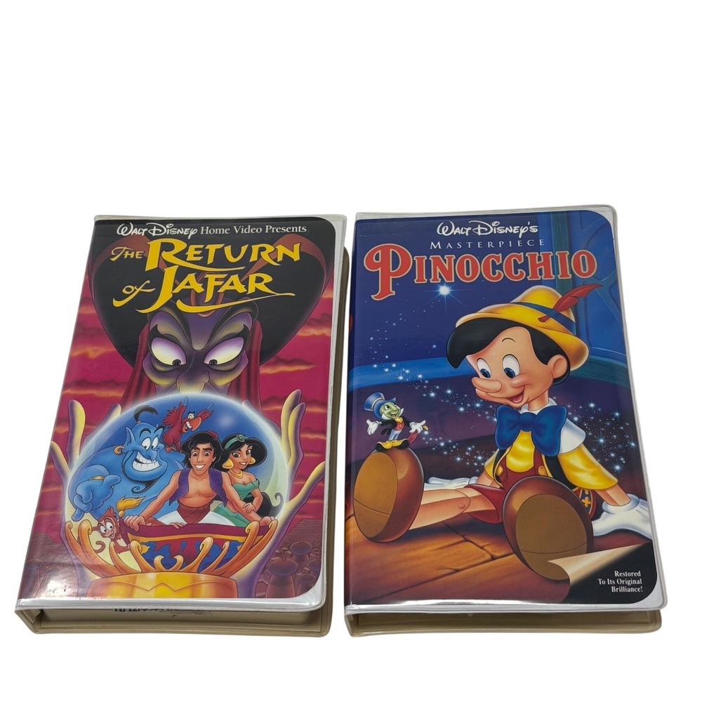 Disney VHS Lot Return of Jafar and Pinocchio Masterpiece Collection Clamshell